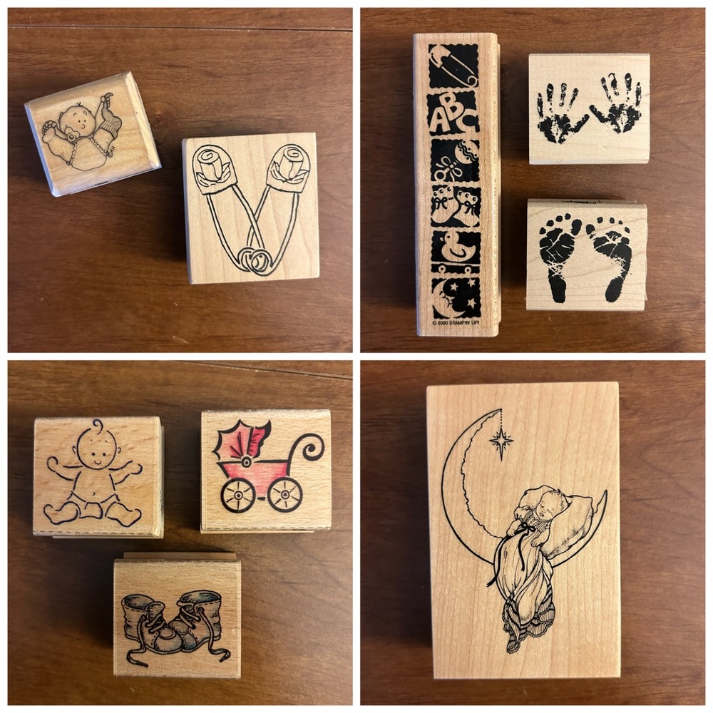 👶🏼BABY Themed Wood Mounted Rubber Stamp Bundle (9pcs)